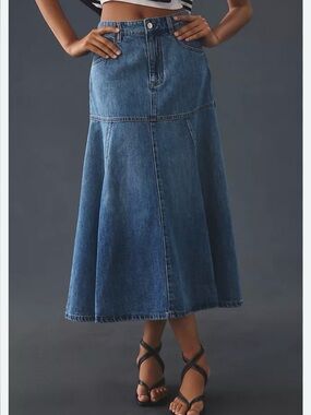 Mare Mare x Anthropologie Denim Flounce Skirt, XL
